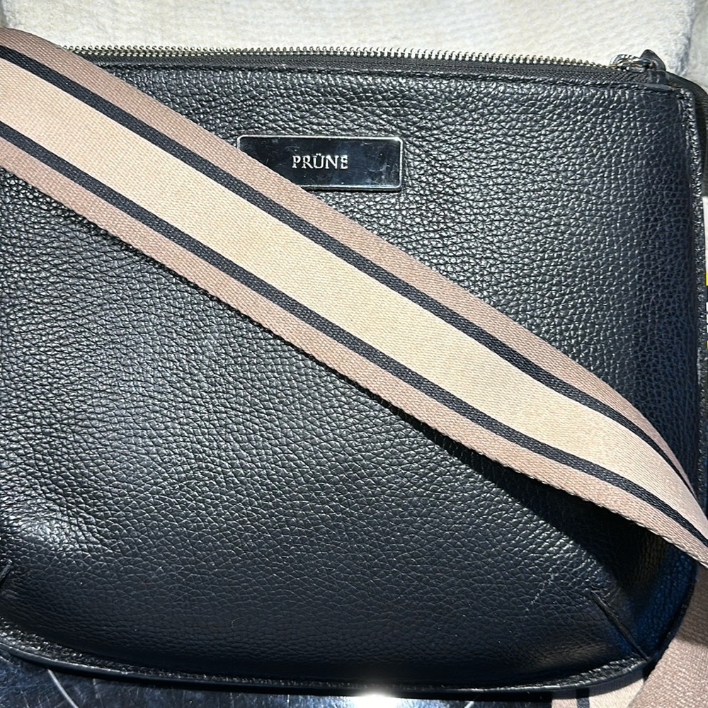 PRUNE Argentina Black Leather Crossbody Purse guitar strap